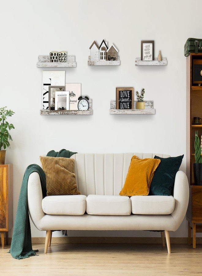 Walasis Rustic Shelves Wall-Mounted Distressed White - Farmhouse Wall Shelves 15.8 inch Wood Wall Decor Decorative Small Floating Ledge Shelf for Bedroom Living Room - Image 3